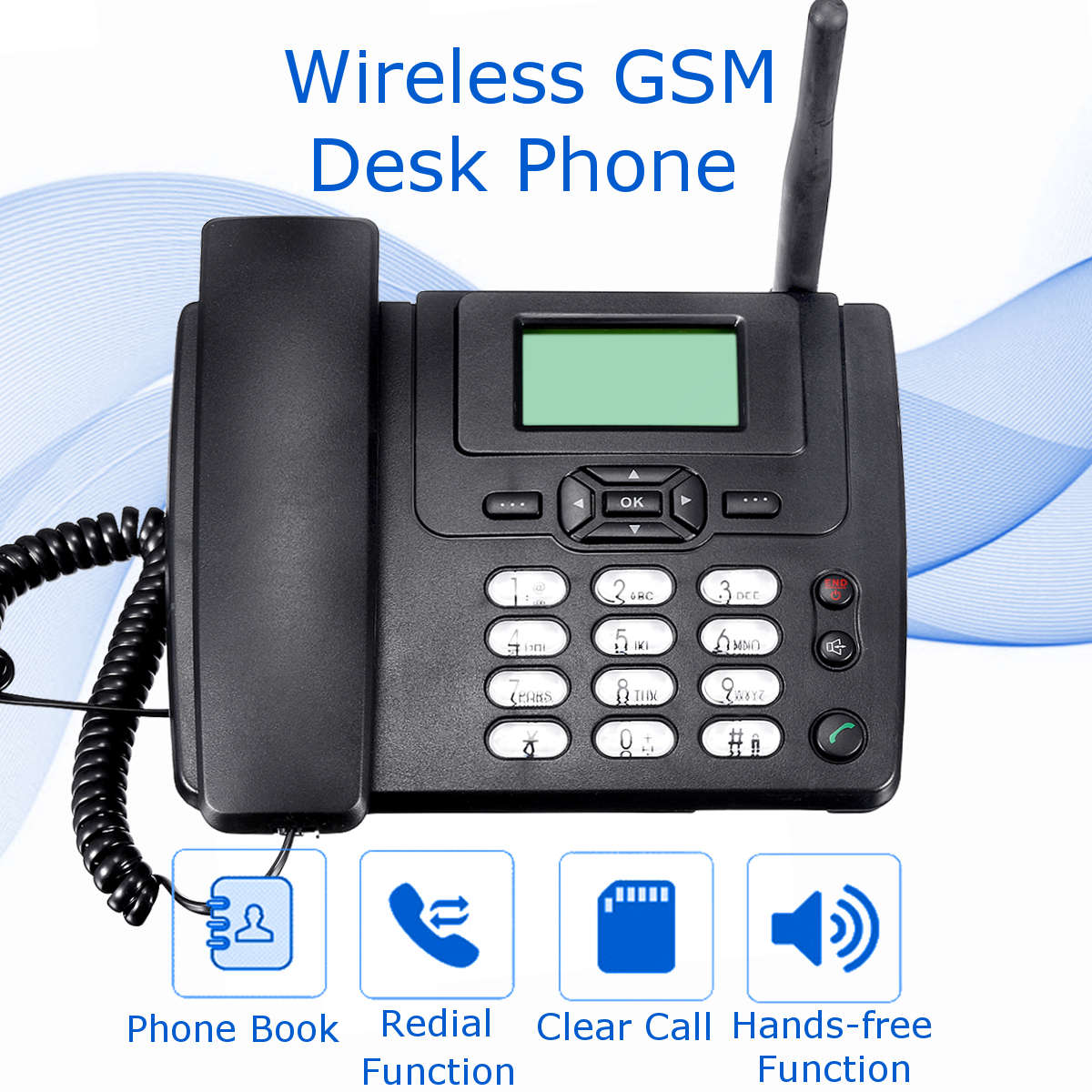 Wireless GSM Desk Phone SIM Card Mobile Home Office Desktop