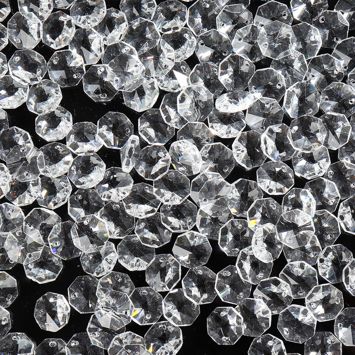 200PCS 14MM Diameter Clear Crystal Glass Chandelier Part Prisms Octagona