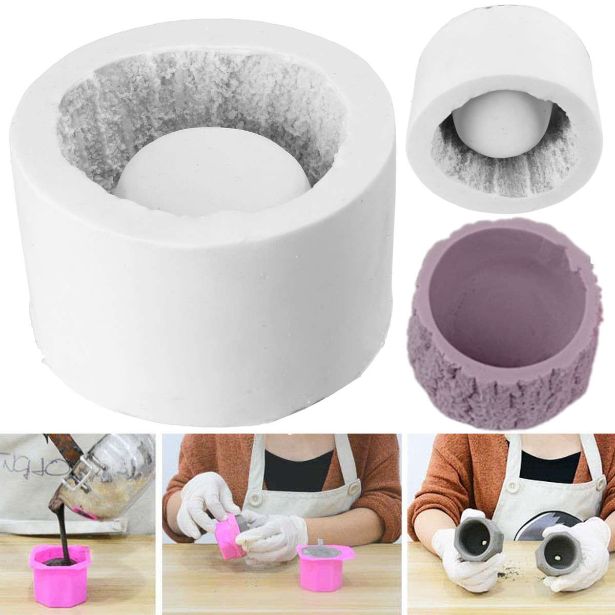 Bark Planter Silicone Concrete Mold Succulent Plant Flower Pot Vase Cement