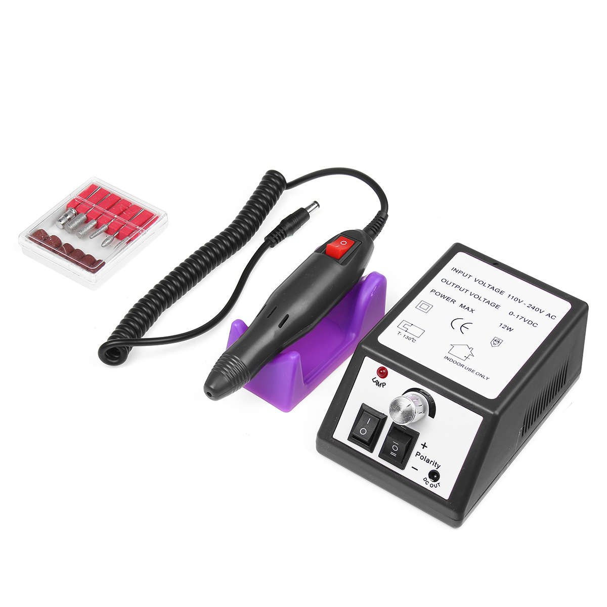 Profession Manicure Pedicure Electric Drill File Nail Art Pen Machine Tool Kit (Color1 Purple)