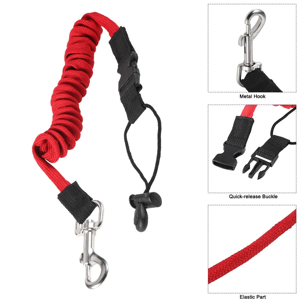 Elastic Kayak Canoe Paddle Leash with Metal Hook Surfboard Surfing Rope Safety Rowing Boats Lanyard