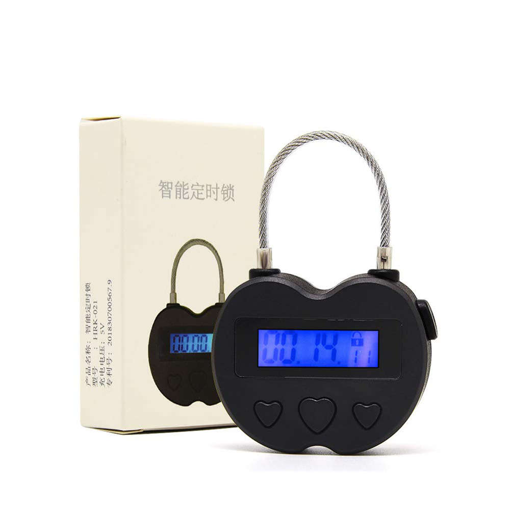 USB Rechargeable Time out Padlock Max Timing Lock Digital Timer Alarming Padlock w/ L (Color1 White)