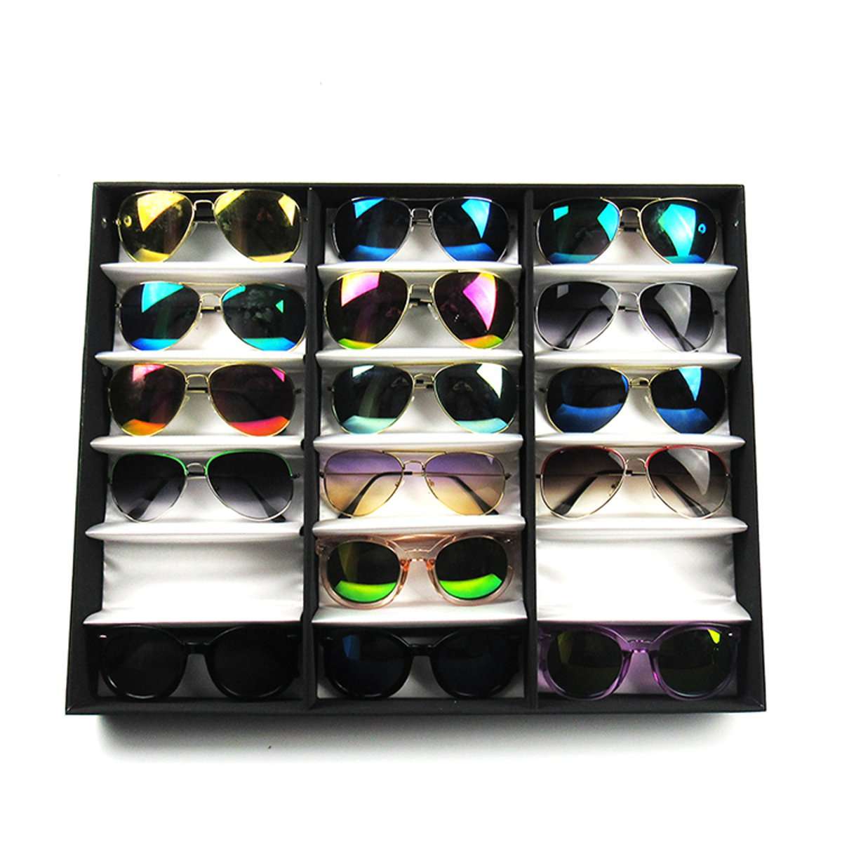 18 Grids Eyeglass Sunglasses Glasses Storage Display Box Grid Stand Case Box