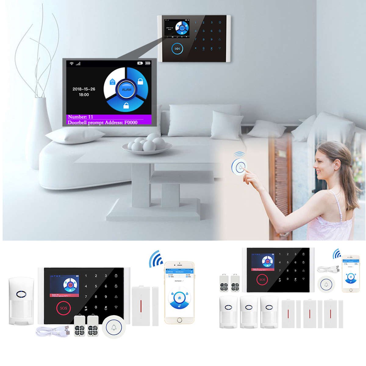 Home WIFI GSM GPRS Home Security Alarm System Auto Dialing + PIR Sensor (Type B)