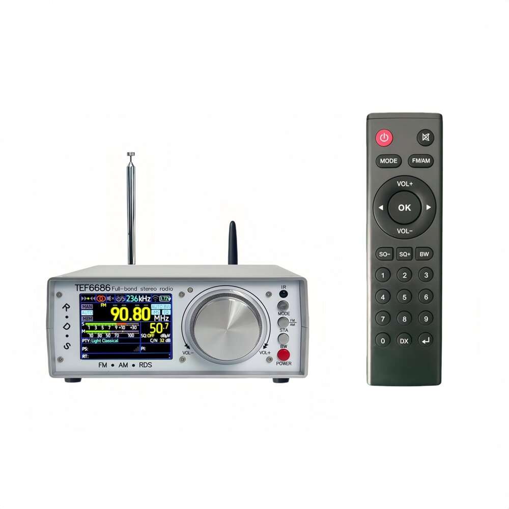 Silver - TEF6686 Full Band Stereo Radio High Sensitivity FM AM SW LW Bluetooth Transmitter Infrared