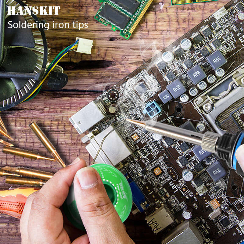 Handskit 15Pcs Pure Copper Solder Iron Tip 900M Tip For Soldering Rework Station Solder Tips