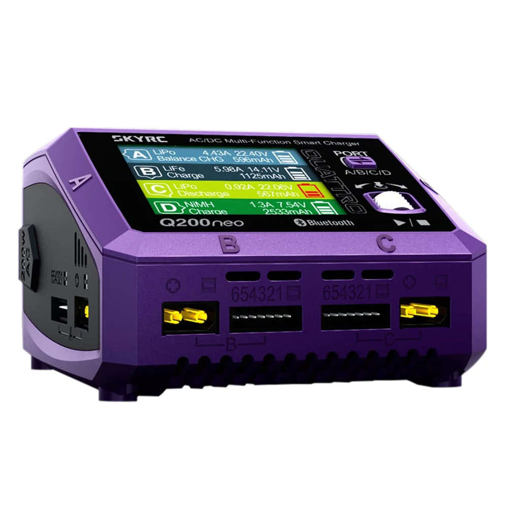 US Plug - SkyRC Q200neo 4 Channel AC 200W DC 400W 10A*4 Multi-Function Smart Charger for 1-6S Lipo L