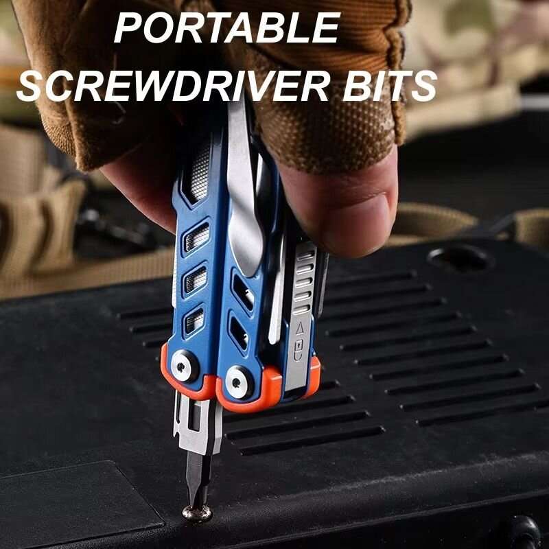 Blue - XGear Model-X Multi-Tool 14-in-1 Foldable Stainless Steel Compact Portable Outdoor Survival T