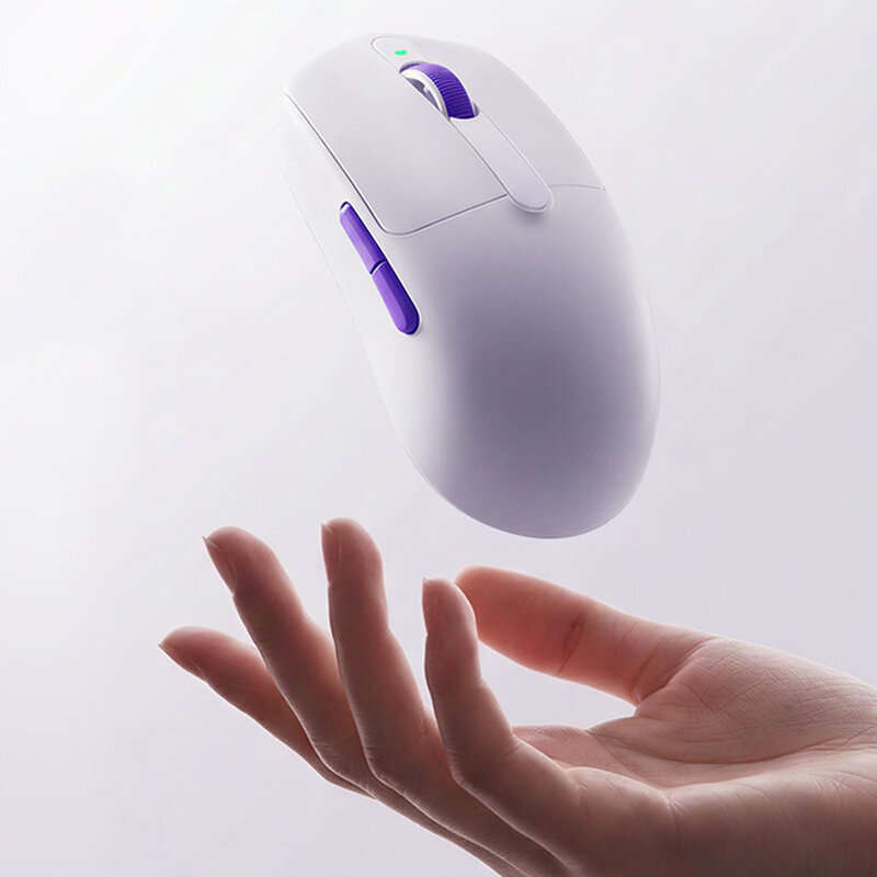 White - AKKO V9 Master Gaming Mouse Tri-mode PAW3955 Sensor Max 65000DPI Dual 8K Return Rate 39g Lig
