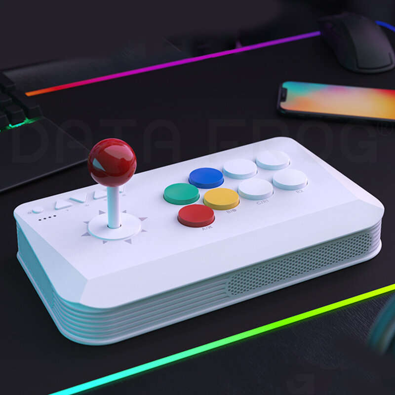 White - DATA FROG Y5A Three Mode Arcade Fighter Stick for PC Android iOS Switch PS3 Linux with Blue