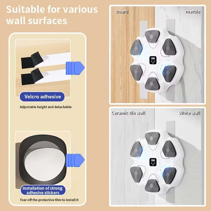 White - KALOAD Musical Boxing Sandbag Wall-mounted 6 Targets Smart LED Luminous Boxing Machine Adult