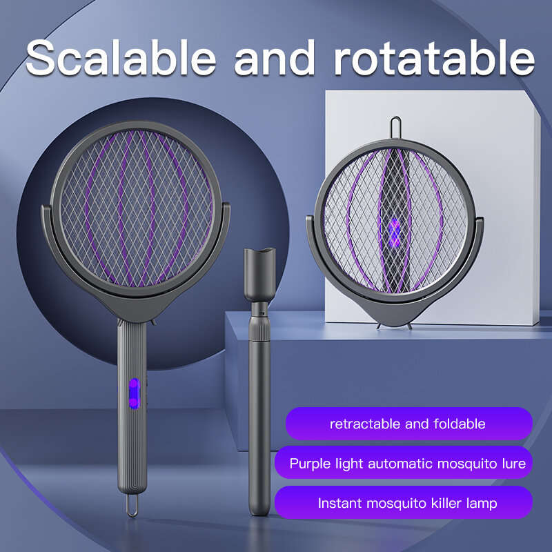 1 Pcs - Tevorex 4 In 1 Intelligent Telescopic Electric Mosquito Swatter 360 Rotating Mesh Two-Stage