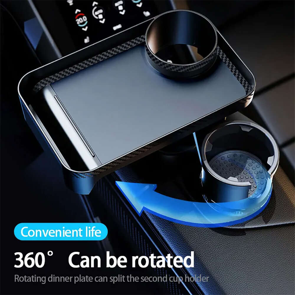 L - 360 Adjustable Car Cup Holder Extender Multi-Function Drink Holder with Food Table Snack Base Tr