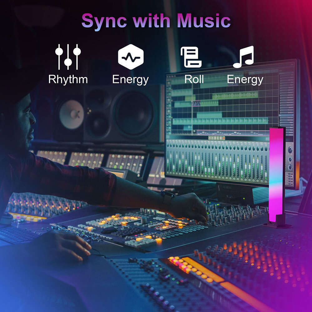 2pcs - LIXINCORDA Smart Bluetooth Music LED Desktop RGB Light Bar Atmosphere Light Fantasy Desktop N
