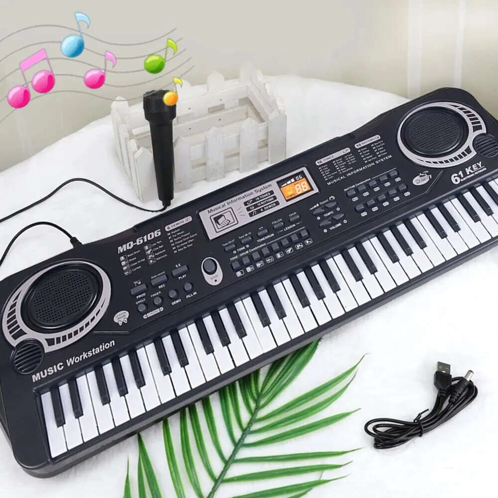 Pink - 61 Keys Portable Electronic Piano Keyboard Organ With Microphone Educational Toys Musical Ins