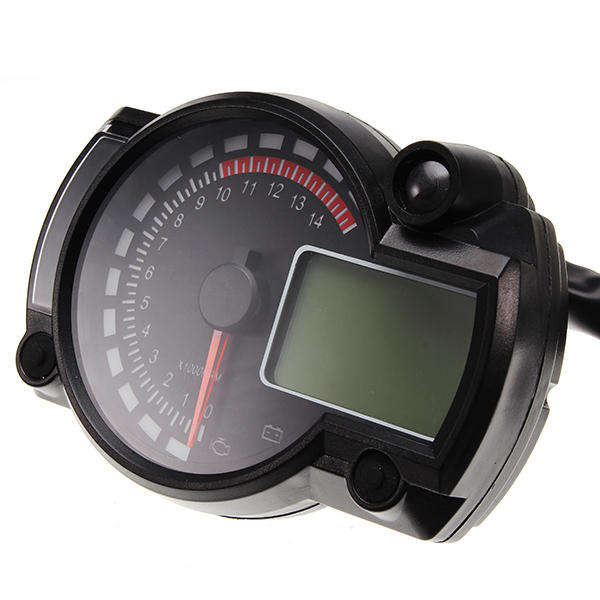 12V 15000Rpm Motorcycle Speedometer Odometer Adjustable Waterproof Lcd Digital