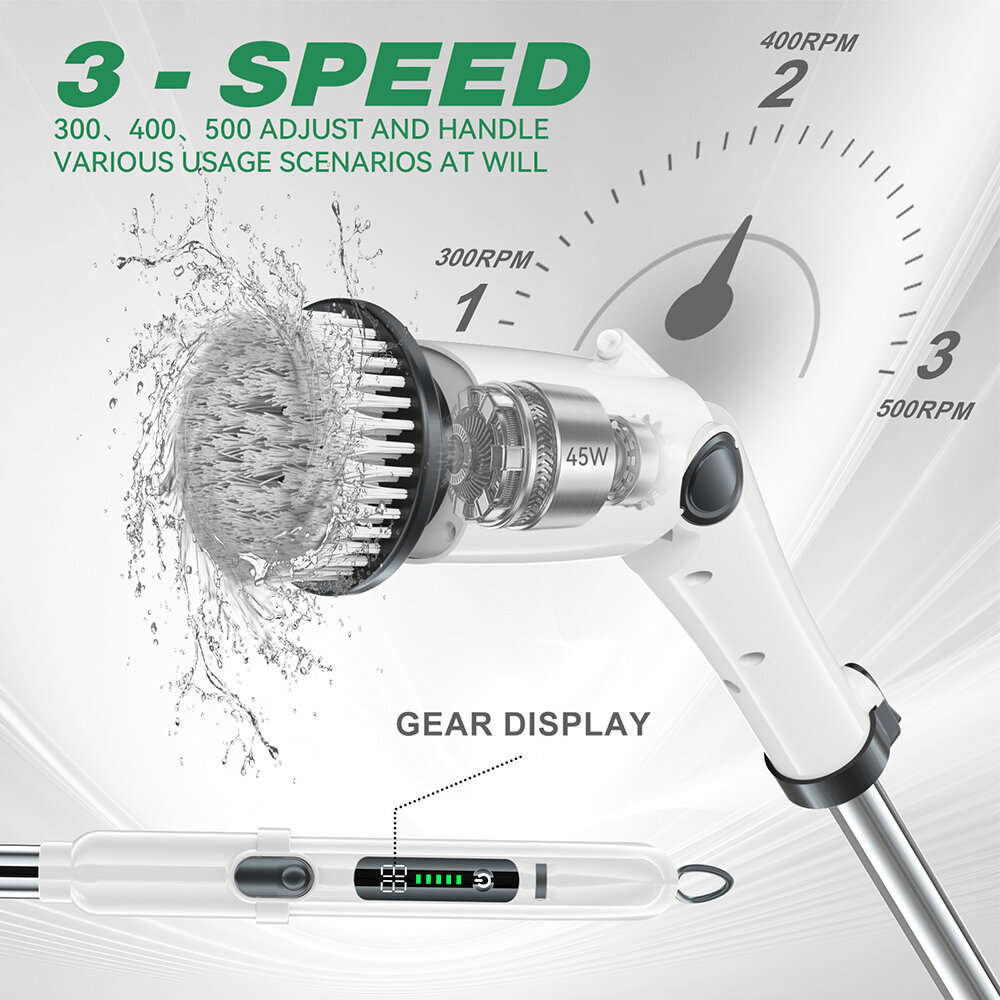 Black. - 9-In-1 Multifunctional Electric Mop Handheld 3 Speed Cordless Electric Brush LCD Digital Di