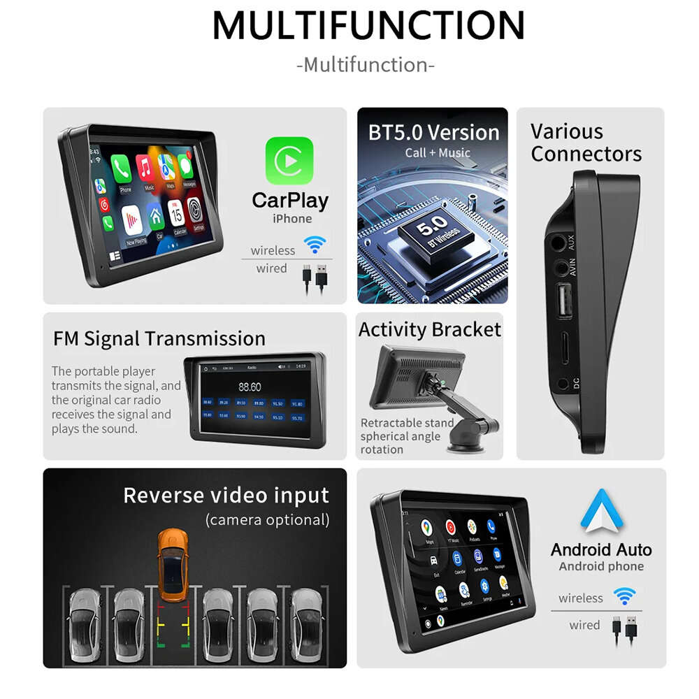 without Camera - B5300 7inch 1024x600 Touch Screen Car Radio Multimedia Video Player Wireless Carpla