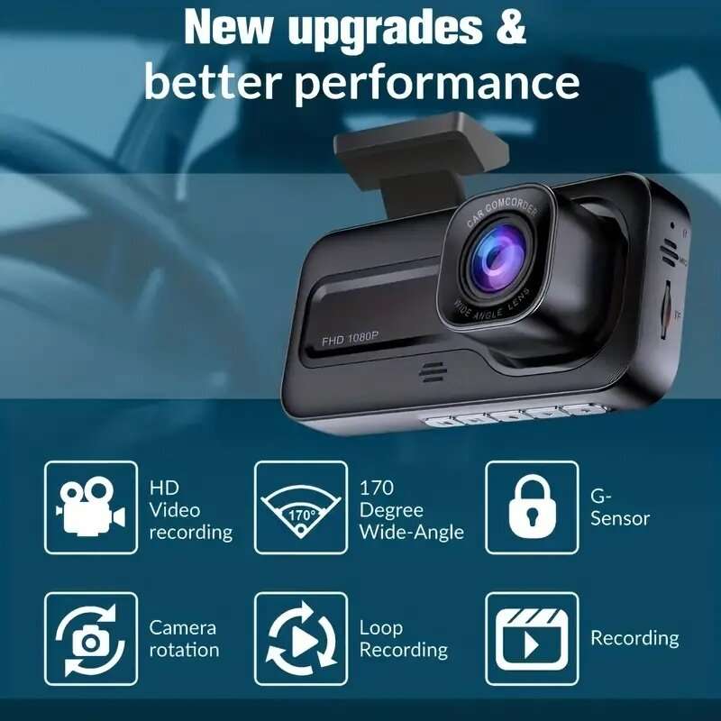 Black - Full HD 1080P Car Front Windshield DVR Camera 3 Lens Dash Cam with Infrared Night Vision Par