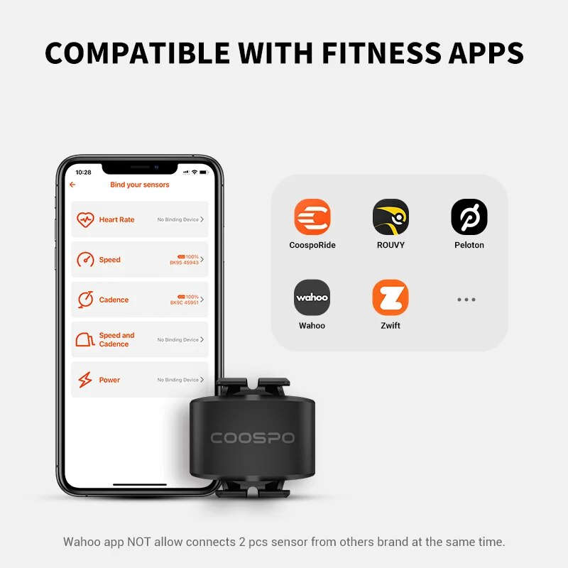 BK9S - COOSPO BK9 Bike Speed Cadence Sensor Bluetooth 5.0 ANT+ Bicycle Tracking IP67 Waterproof for