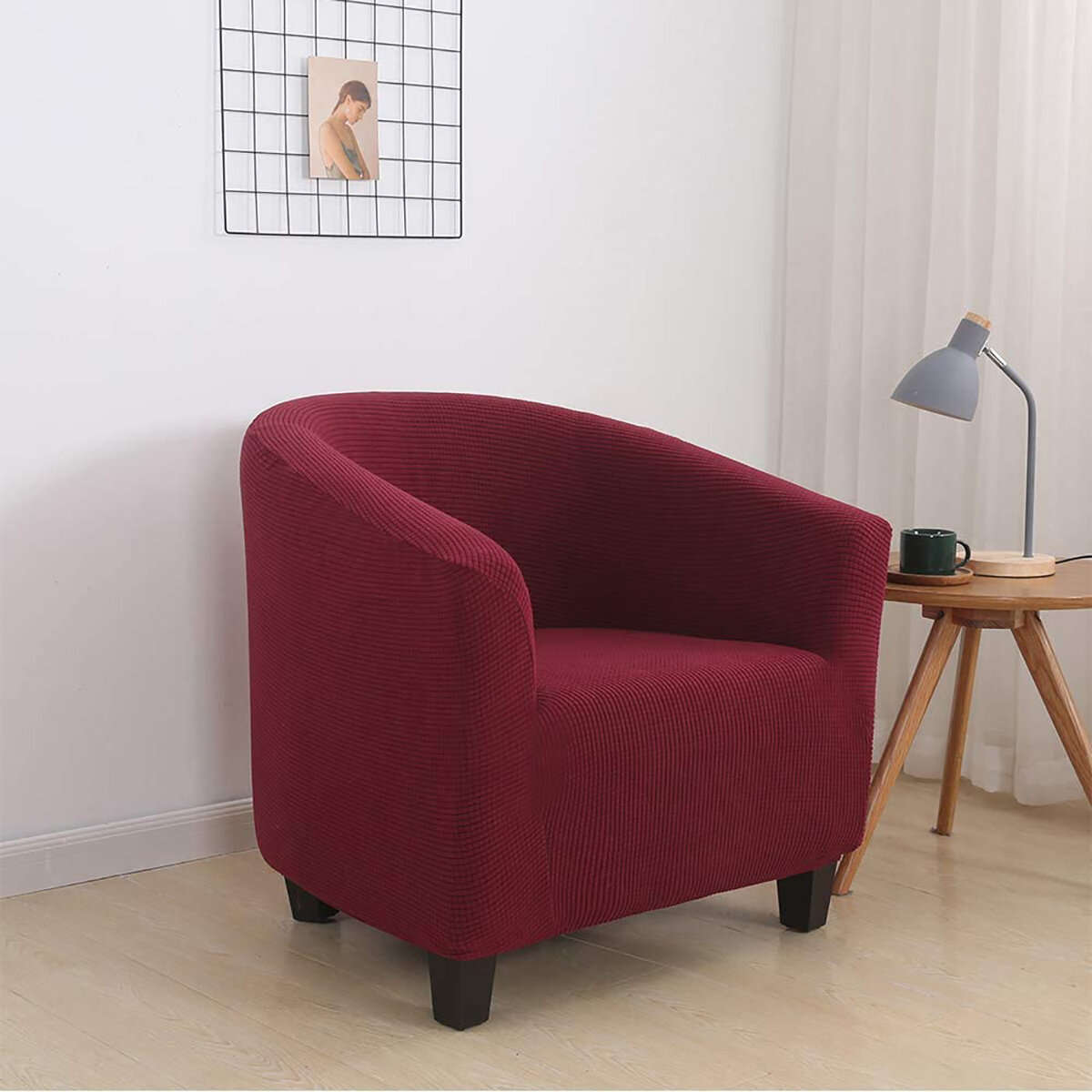 European Stretch Full-Inclusive Single Sofa Cover Cafe Shop Hotel Room Solid Color Sofa Chair Cover