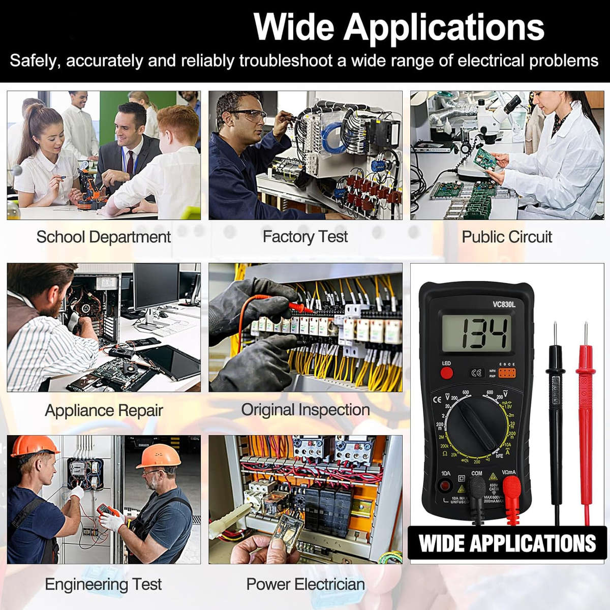 Digital Multimeter Pocket, Multifunction Battery Tester with Backlight Test Wire, Voltage Tester wit