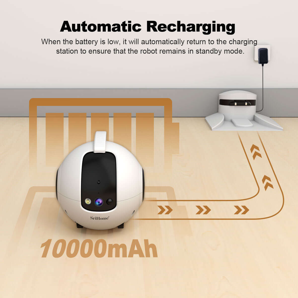 Basic Version without card - SriHome DH013 Plus 4MP HD Smart Pet Camera WiFi Mobile Robot 10000mAh B