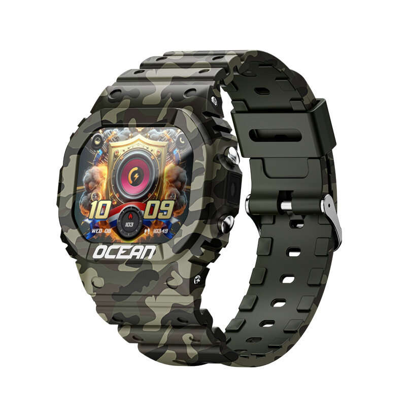 Blue - LOKMAT OCEAN 1.75-inch HD Screen Built-in LED Flashlight Compass AI Voice Assistant 30M Water