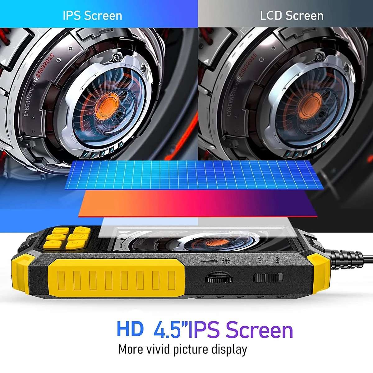 2M - P50 1080P 8mm Dual Camera Piping Borescope Camera 4.5In IPS LCD Digital Inspection Camera With