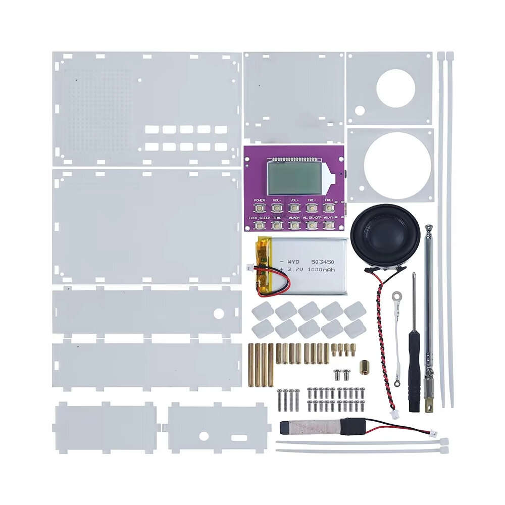 DIY Kit - FM/AM/SW Frequency Modulation and Amplitude Digital Clock Radio Receiver Unassembled DIY E