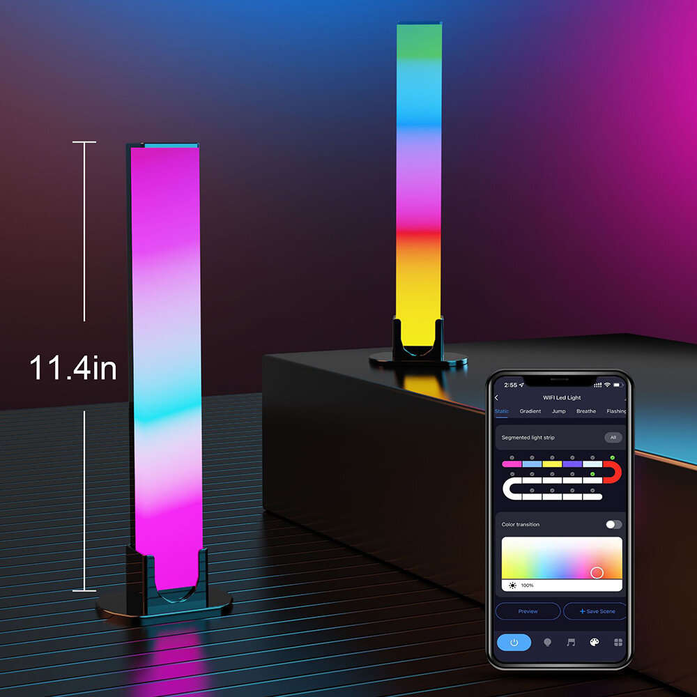 2pcs - LIXINCORDA Smart Bluetooth Music LED Desktop RGB Light Bar Atmosphere Light Fantasy Desktop N