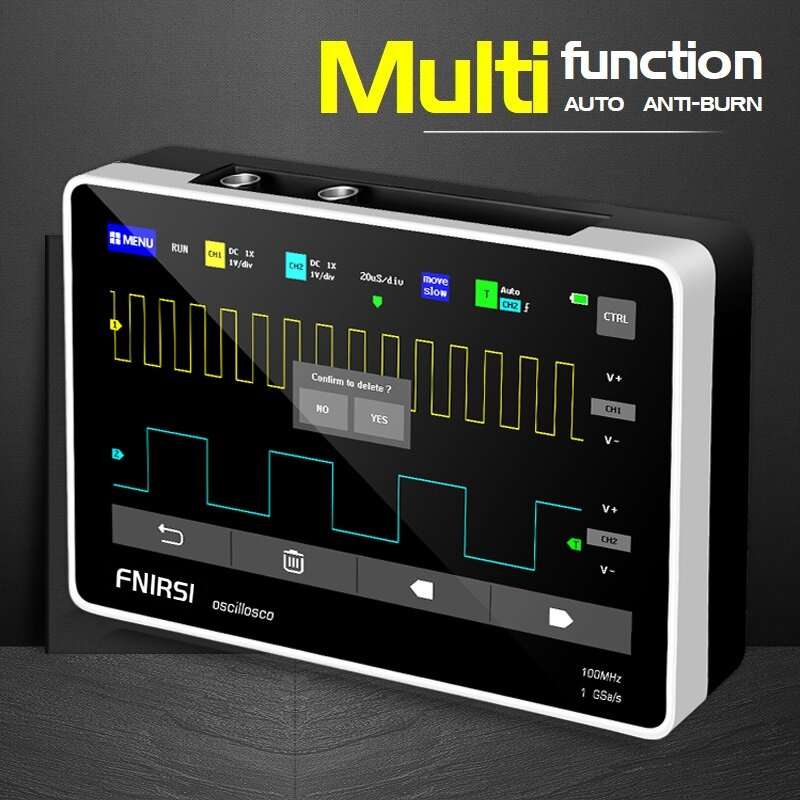 EU Plug - FNIRSI 1013D 7-inch Digital 2 Channels Tablet Oscilloscope 100M Bandwidth 1GS/s Sampling R