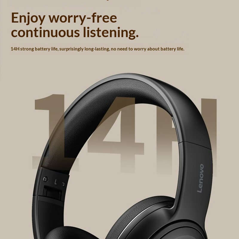 Black - LENOVO EB320 Gaming Headset Wireless bluetooth 5.4 Headphone 40mm Large Speaker Deep Bass Su