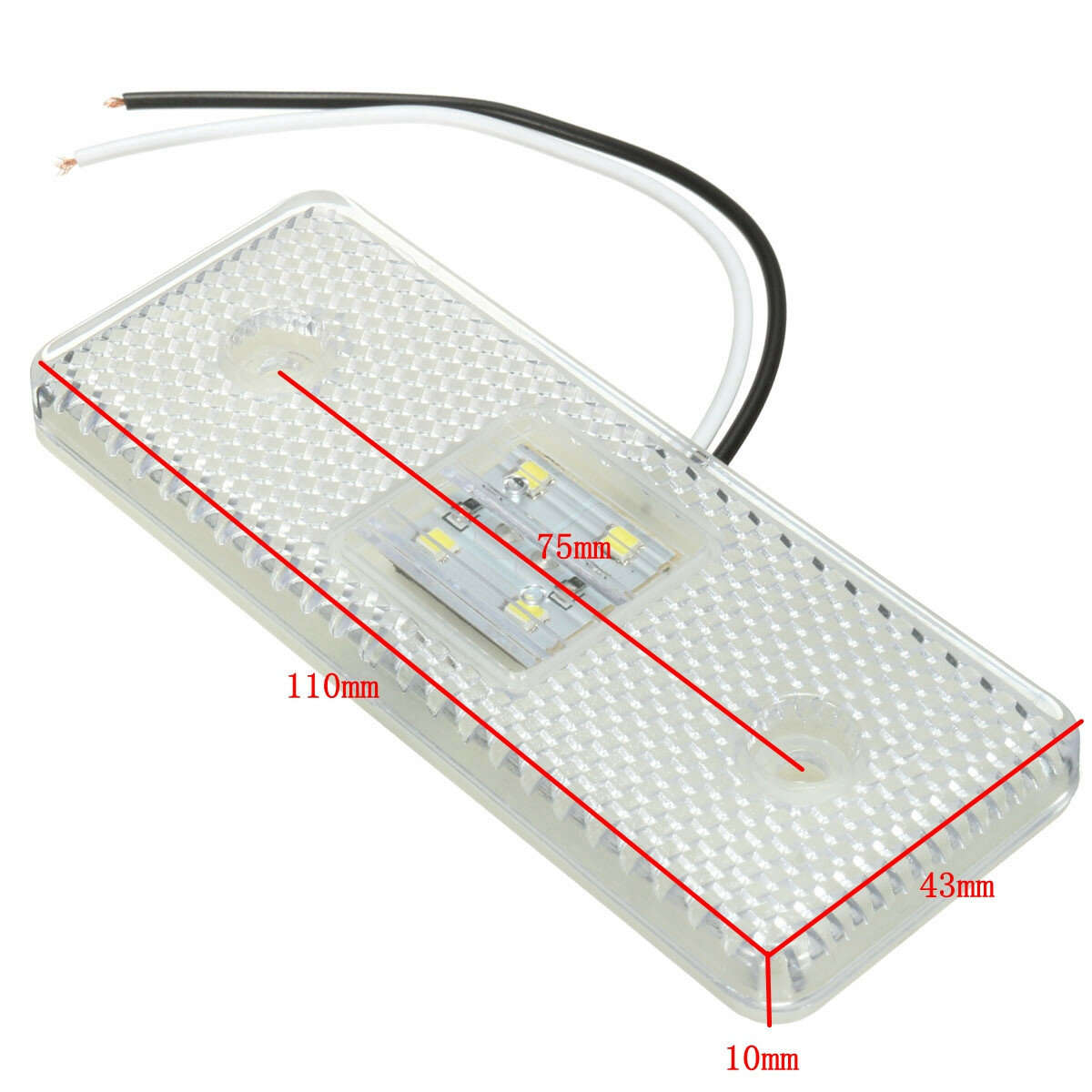 White - 4 LED 24V Truck Trailer Lorry Side Marker Light Lamp Amber White Red