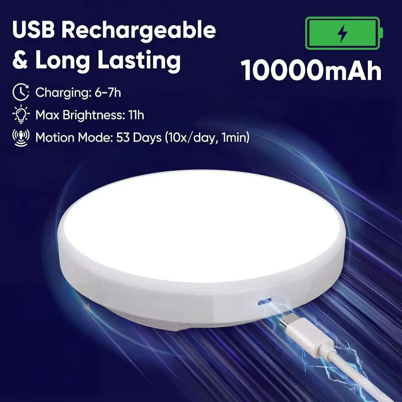White - Elfeland Motion Sensor Rechargeable LED Ceiling Light 10000mAh 3 Colors Temperature Adjustab
