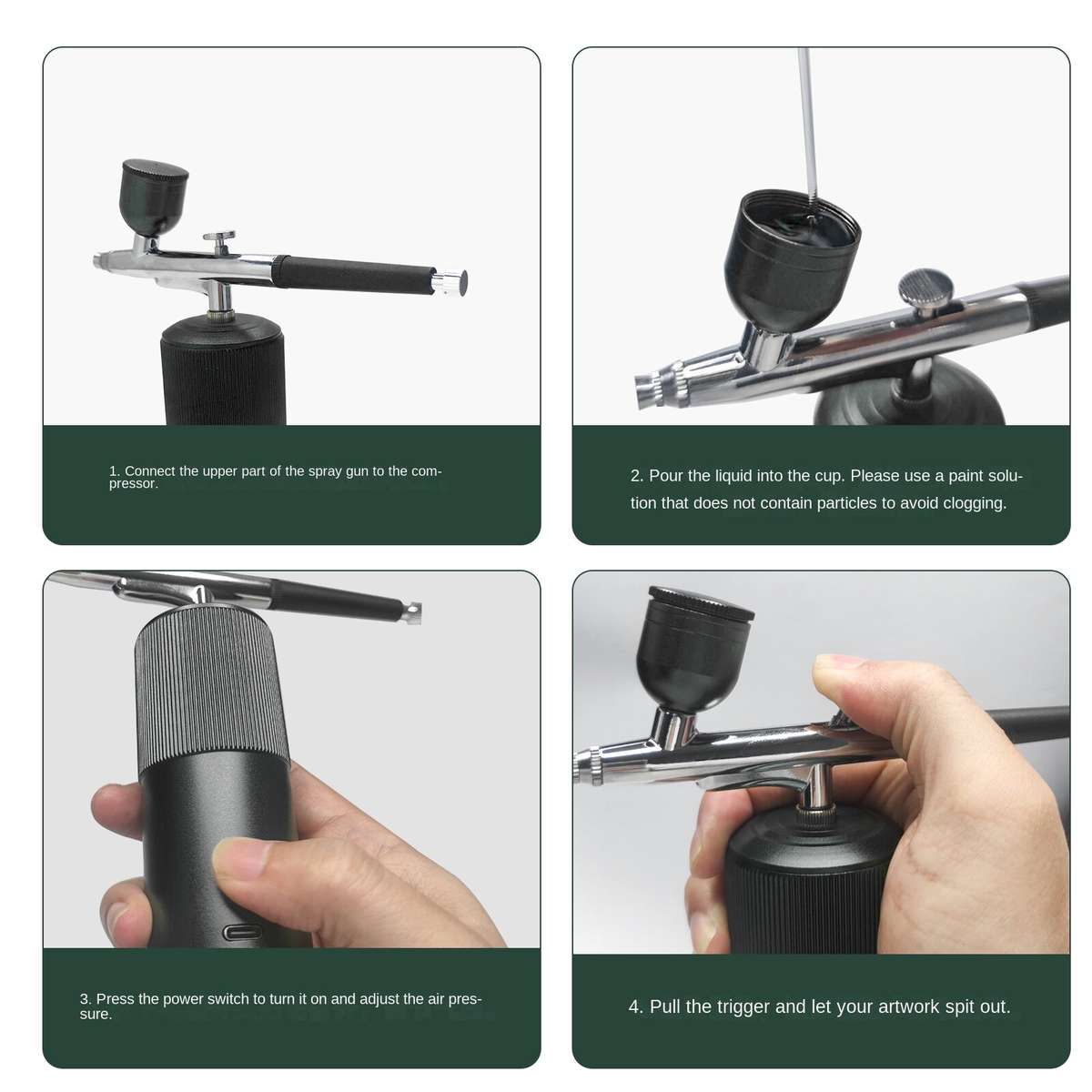 C - Portable Mini Airbrush with Compressor 23 psi 12V Rechargeable Wireless Airbrush for Nail Art Ca