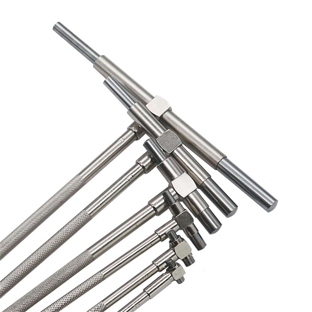 6PCS Telescopic Precision Gauge Set 8-150 mm Internal T Bore Hole Gauge Set Plated Square Head Teles