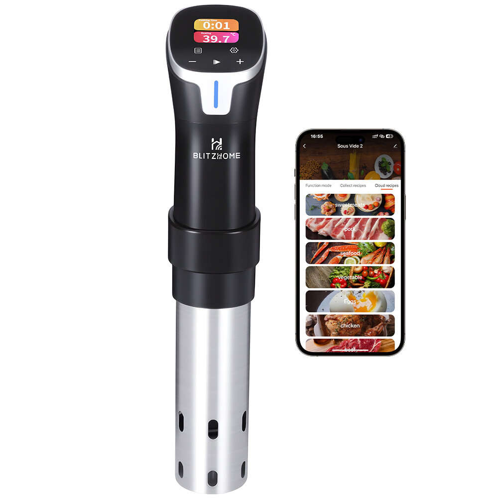 EU Plug - BlitzHome SV2401C 1100W Smart Sous Vide Cooker APP Control Thermal Immersion Circulator Ma