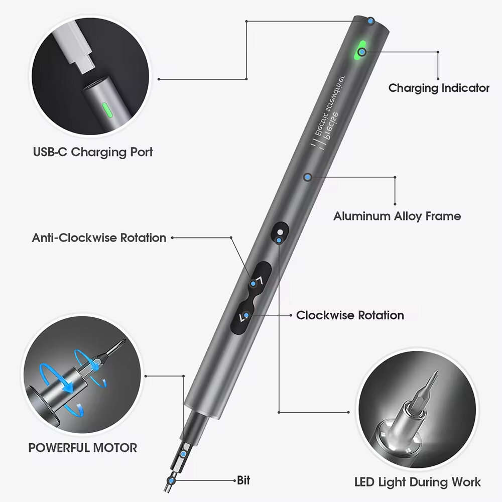 120 in 1 Precision Electric Screwdriver Set 350mAh Lithium Battery 180 RPM Motor 100 Precision Bits