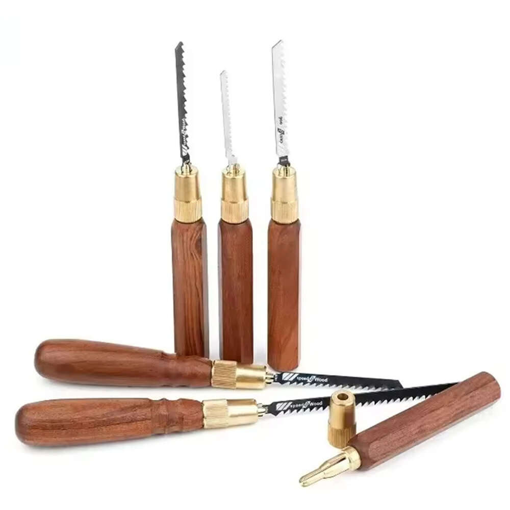 D - Woodworking Hand Saw Rosewood Handle High Carbon Steel Blades Brass Collet Interchangeable Blade