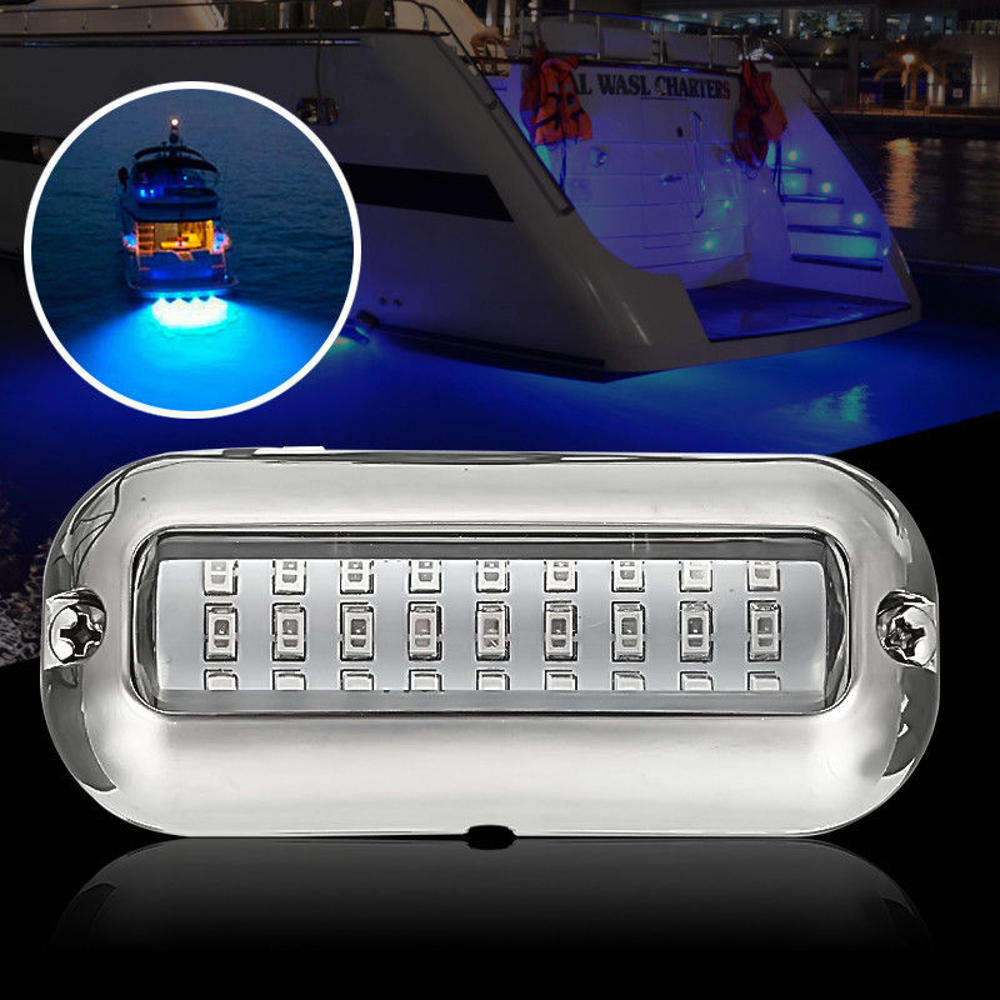 12V 50W 27Led 316 Stainless Steel Boat Transom Lamp Underwater Pontoon Marine Lights For Boat