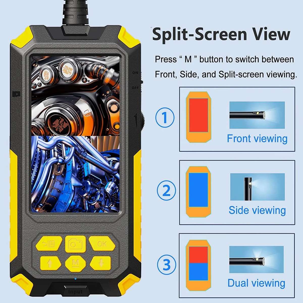 5M - P50 1080P 8mm Dual Camera Piping Borescope Camera 4.5In IPS LCD Digital Inspection Camera With