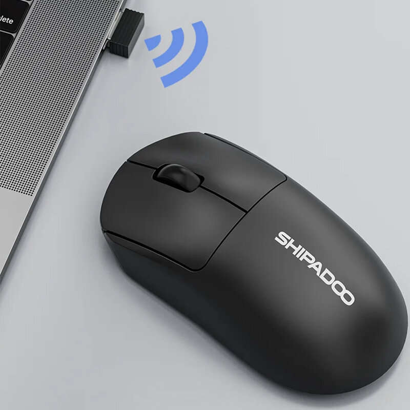 Black - SHIPADOO W200 2.4G Wireless Mouse 1000DPI Ergonomics Laptop Tablet Desktop Gamer Mice Plug a