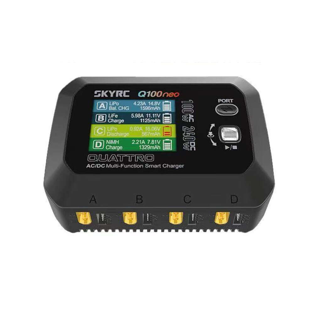 US Plug - SKYRC Q100neo Quad Output AC/DC AC 100W DC 240W 2.8 inch Screen Multi-Function Smart Balan