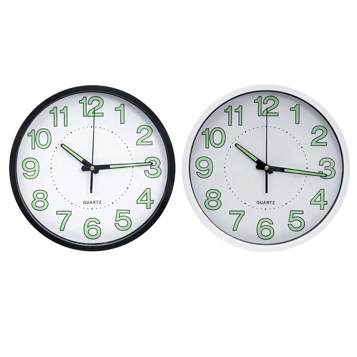 12Inch Wall Clock Silent Quartz Luminous Wall Night Clocks Black/White