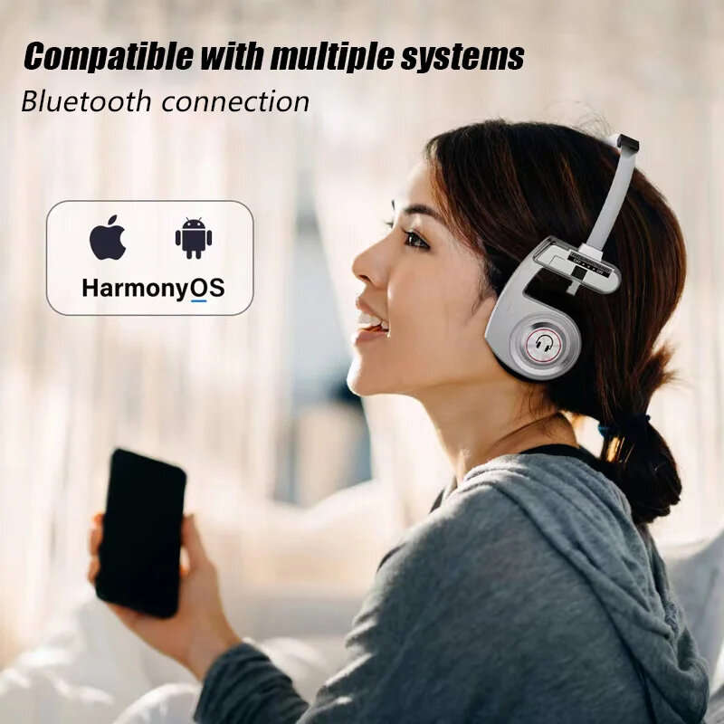Silver - H1Pro bluetooth Headset Retro Stainless Steel Headphone Dual 36mm Dynamic Coils Telescopic