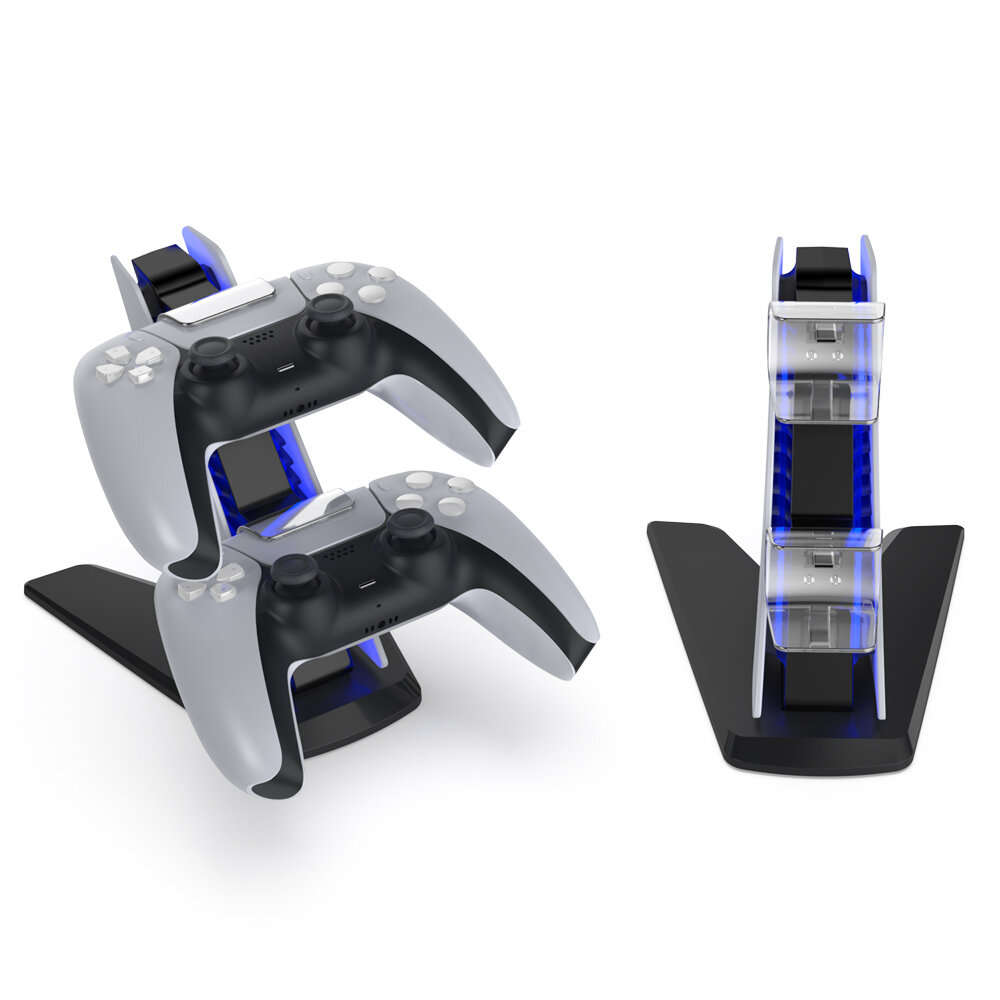 DOBE TP5-0585S Dual PS5 Fast Charger Bracket Wireless Game Controller Charging Stand with Blue Ambie