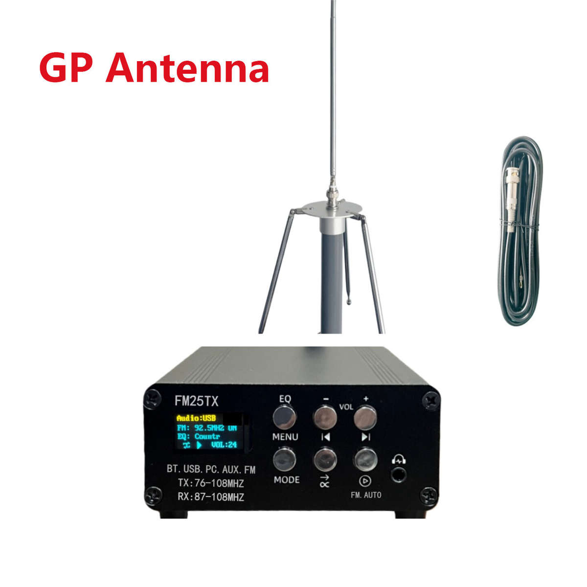 #A - FM25TX FM Transmitter 2.5W Long Range Wireless Audio Player Bluetooth 5.3 USB Sound Card AUX In