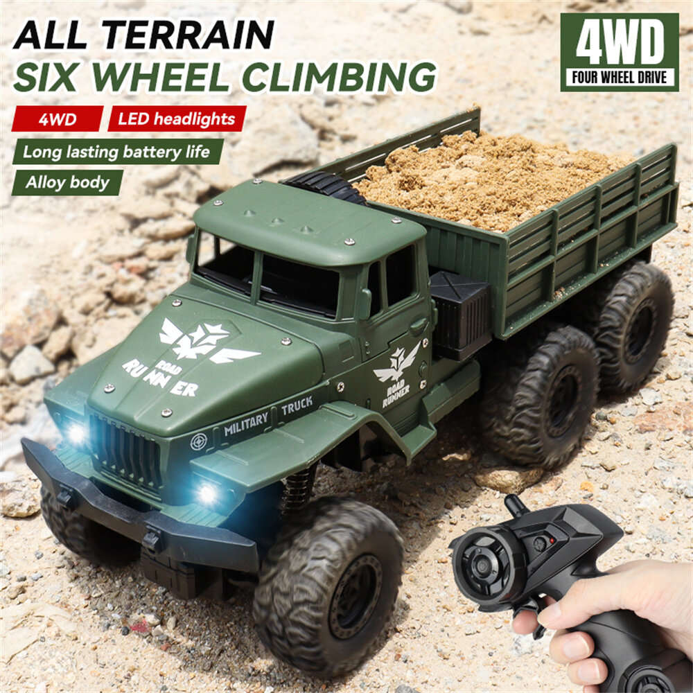 Army Green - HENGRUI 553-07/08 RTR 1/16 2.4G 4WD RC Car Military Army Off-Road Truck Heavy Transport