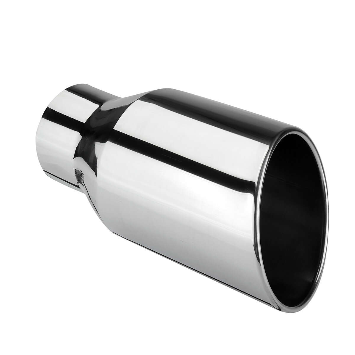 Black - Universal 4 Inch Inlet 6 Inch Outlet Exhaust Tip 12 Inch Length Tailpipe Anti-Corrosive High